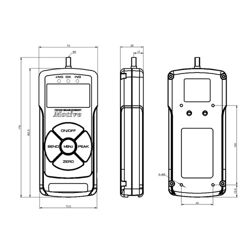 MTM系列內(nèi)置傳感器推拉力計結(jié)構(gòu)尺寸圖